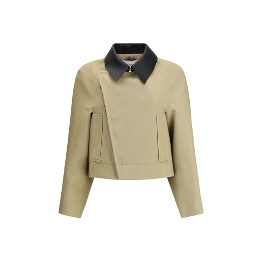 Chaqueta de algodón y cuero beige Givenchy