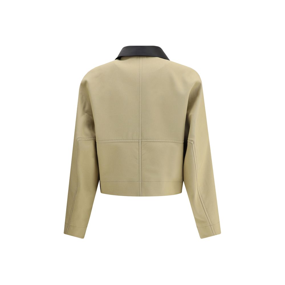 Chaqueta de algodón y cuero beige Givenchy