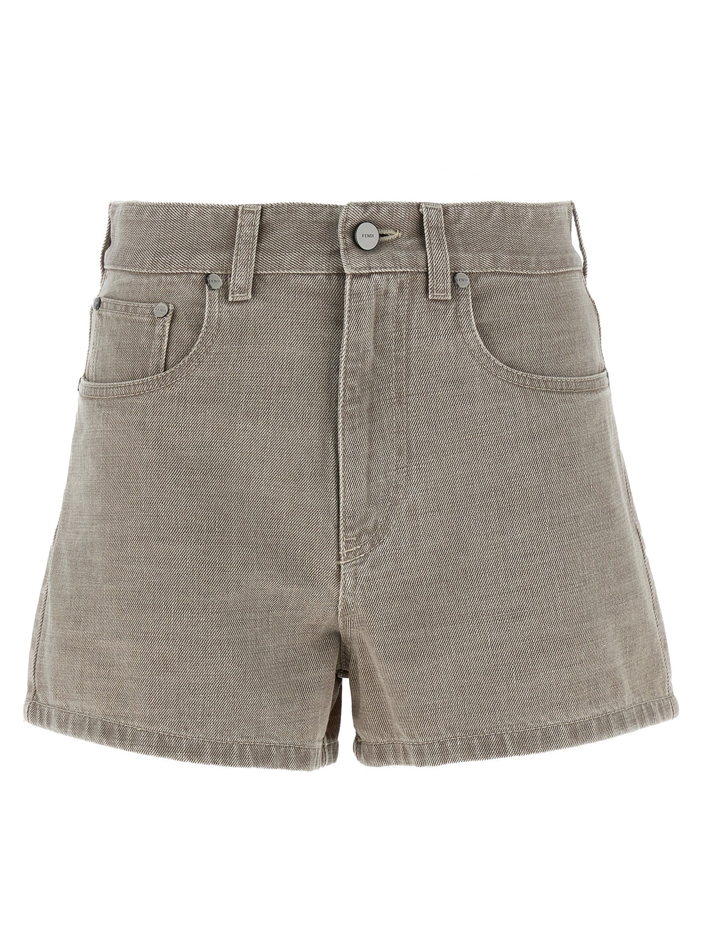 Bermudas Beige De Algodón Fendi Con Cremallera Y Bolsillos