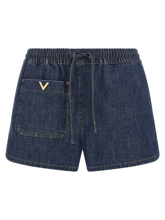 Pantalones cortos bermuda de algodón azul Valentino Garavani