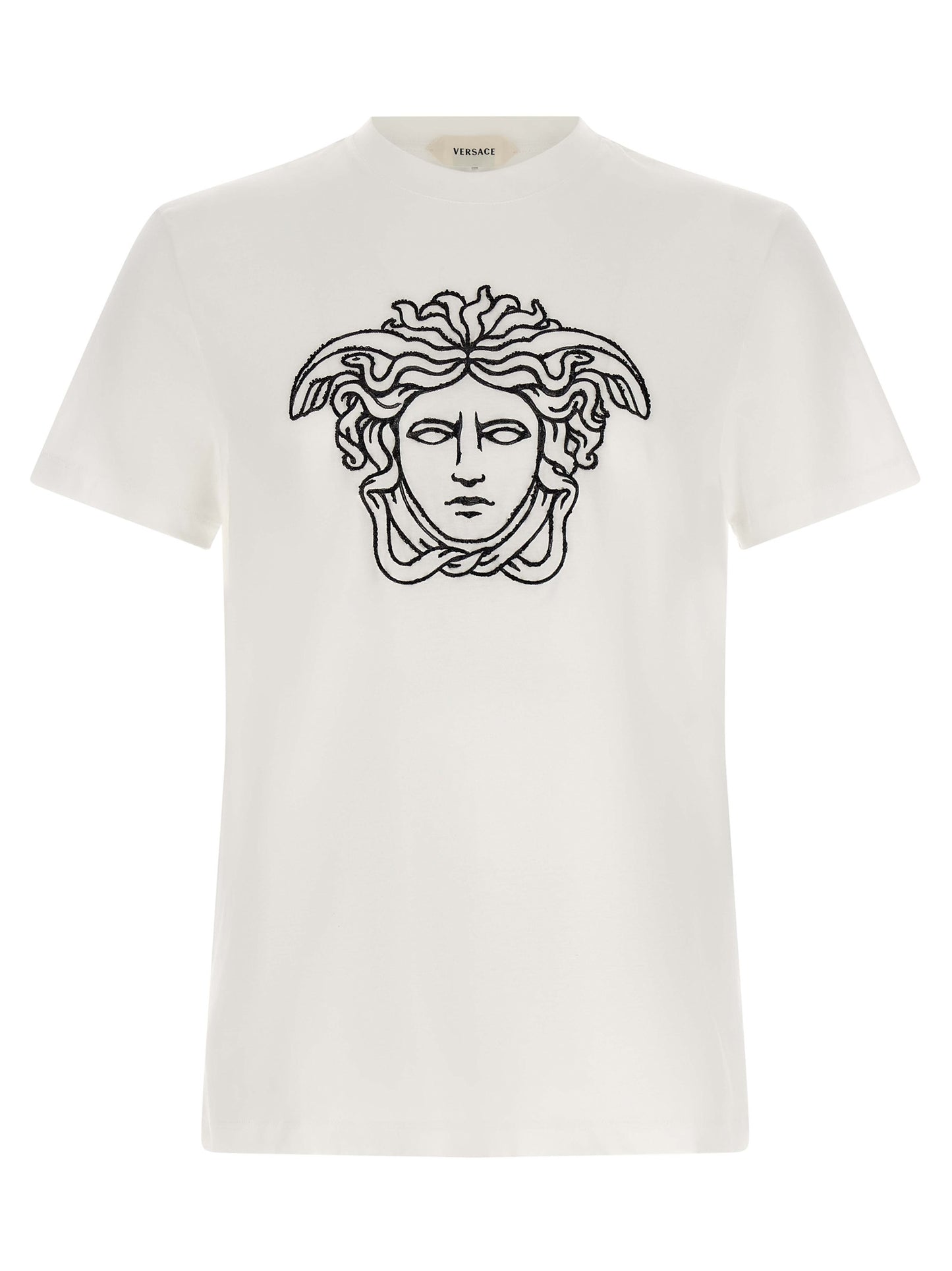 Camiseta Versace De Algodón Bicolor Con Cuello Redondo