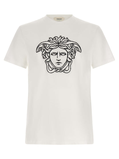 Camiseta Versace De Algodón Bicolor Con Cuello Redondo