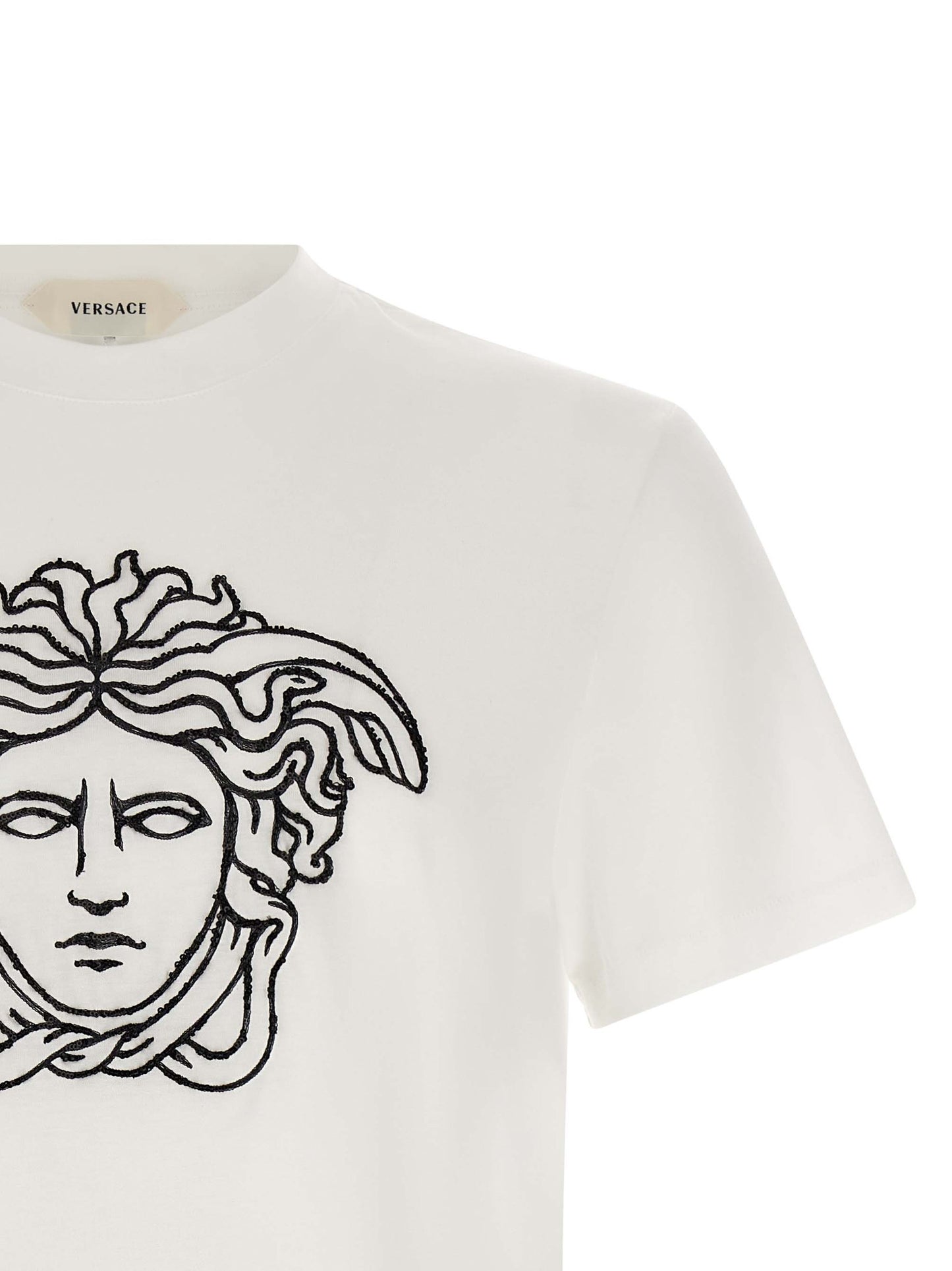 Camiseta Versace De Algodón Bicolor Con Cuello Redondo