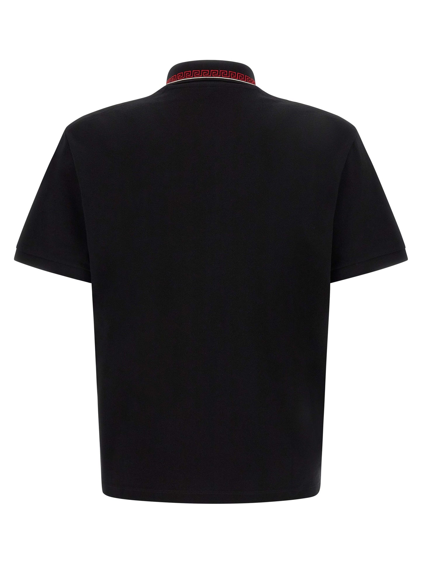Versace Camiseta Polo De Algodón Negro Acabado Estructural