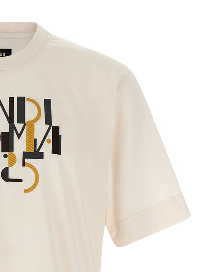 Fendi White Cotton T-shirt Classic Graphic Design