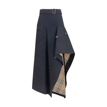 Falda larga de algodón negra Burberry