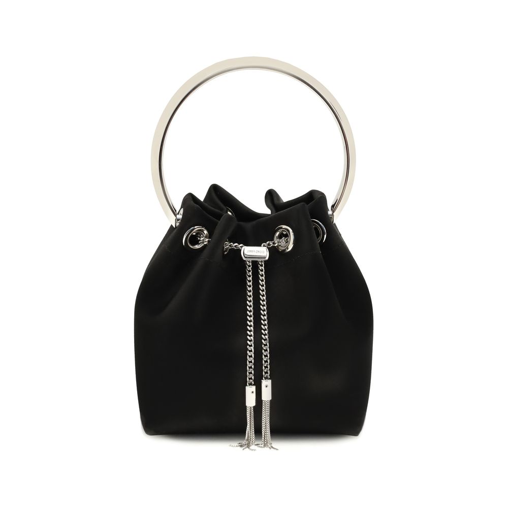 Bolso cubo de seda negro Jimmy Choo
