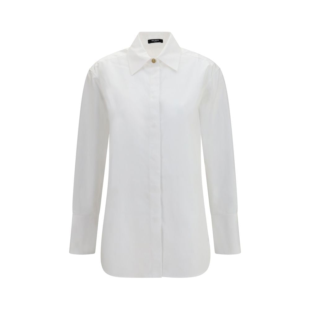 Camisa de vestir blanca de algodón Balmain