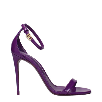 Dolce & Gabbana Violet Leather Stiletto Heel Sandals