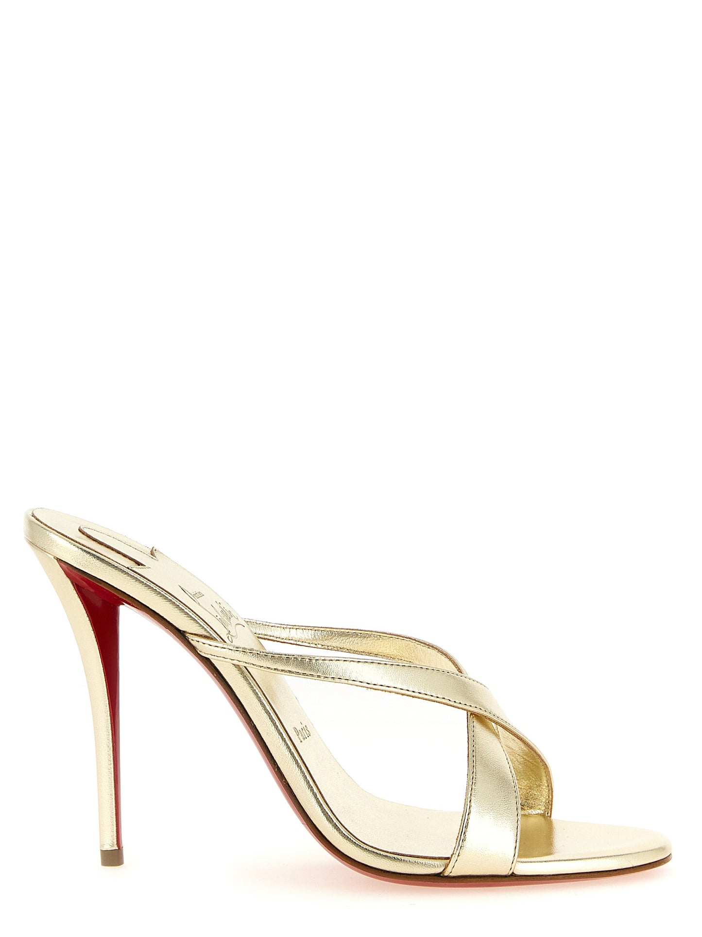 Sandalias Christian Louboutin de tacón de aguja en piel de cordero dorada