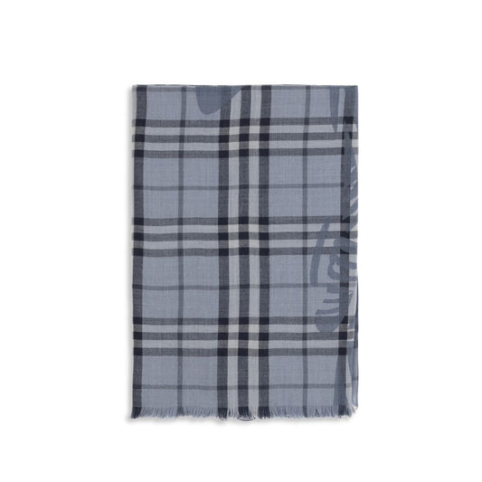 Burberry Foulard de Lana Azul Oves Aries Accesorio Versátil