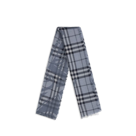 Burberry Foulard de Lana Azul Oves Aries Accesorio Versátil