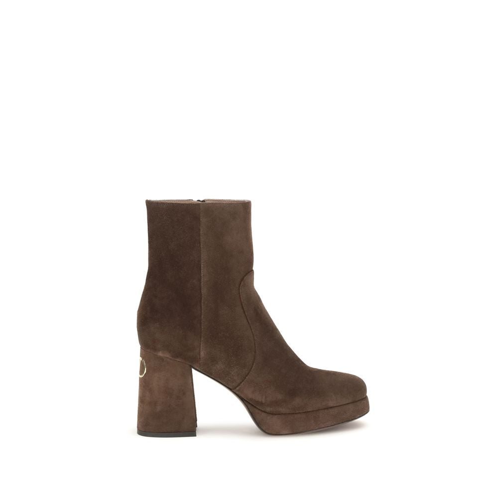 Valentino Garavani Brown Calf Leather Ankle Boots Bos Taurus