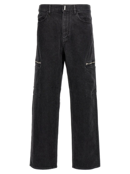 Vaqueros Givenchy De Algodón Negro Con Bordado 4G Cargo