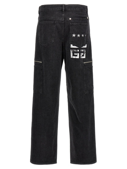 Vaqueros Givenchy De Algodón Negro Con Bordado 4G Cargo