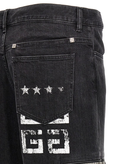 Vaqueros Givenchy De Algodón Negro Con Bordado 4G Cargo