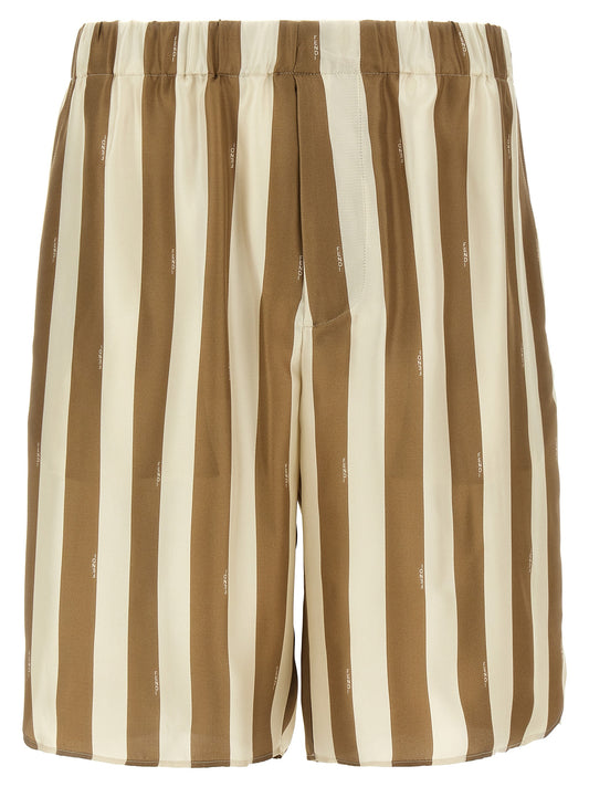 Fendi Shorts Bermuda de Seda Beige