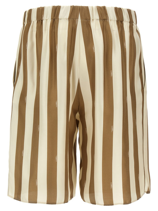 Fendi Shorts Bermuda de Seda Beige