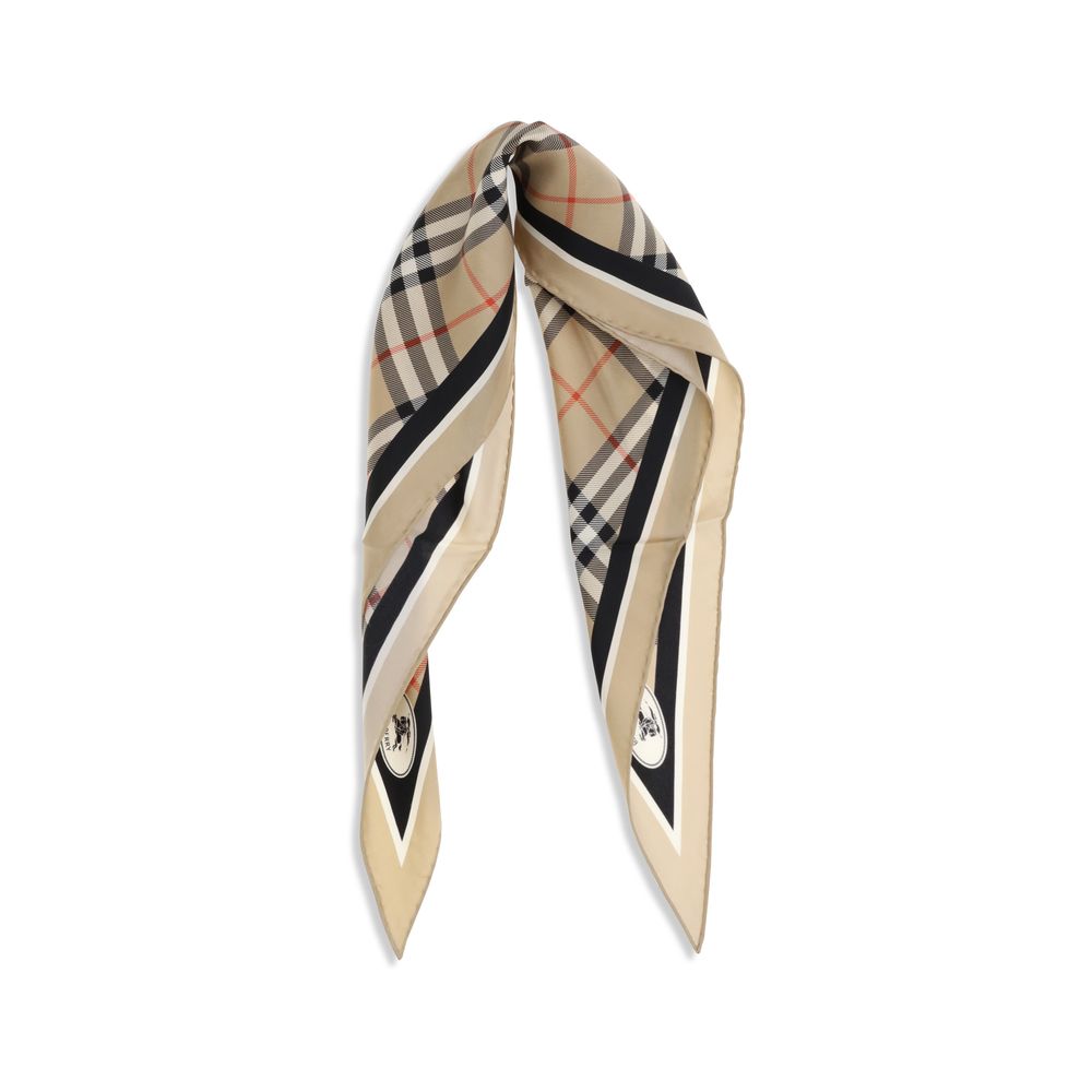 Burberry Bufanda De Seda Beige Acabado Artesanal Y Ligero