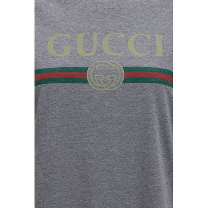 Camiseta Gucci De Algodón Gris De Corte Regular Clásica