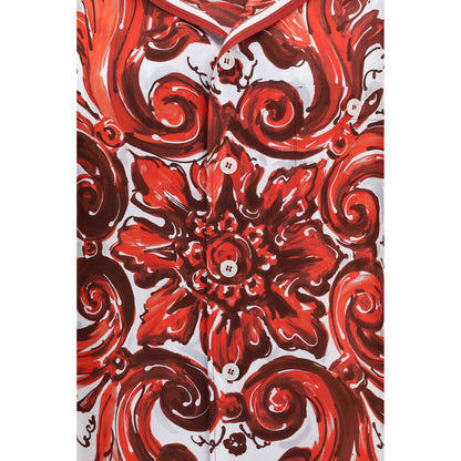 Dolce & Gabbana Camisa De Seda Estampada Roja Con Estampado Destacado