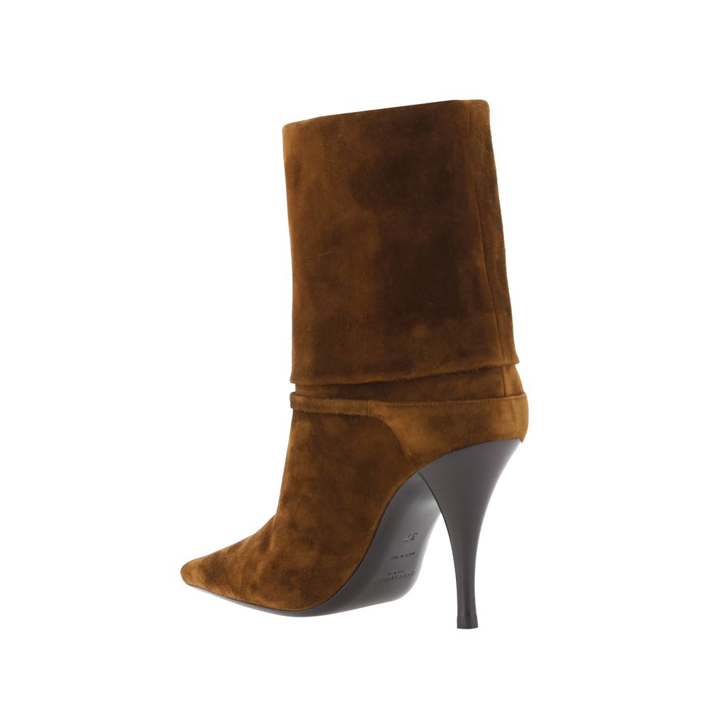 Bottes Saint Laurent Vichi Bos Taurus en cuir marron à talon haut