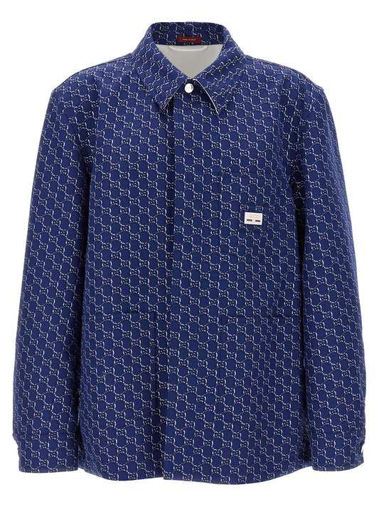 Chaqueta motera Gucci de algodón azul