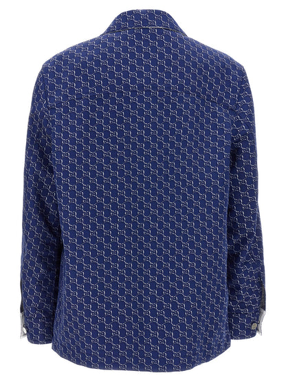 Chaqueta motera Gucci de algodón azul