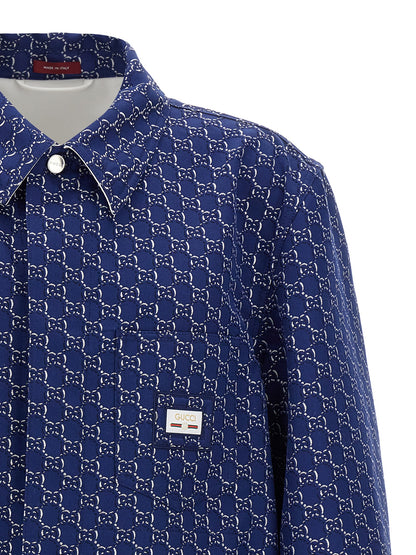 Chaqueta motera Gucci de algodón azul
