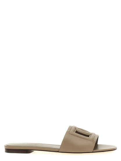 Chanclas Dolce & Gabbana de piel de becerro gris