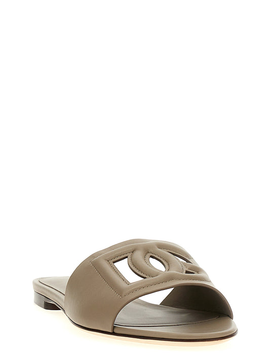 Chanclas Dolce & Gabbana de piel de becerro gris