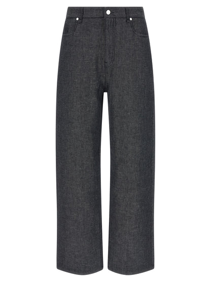 Fendi Gray Linen Straight-Leg Jeans