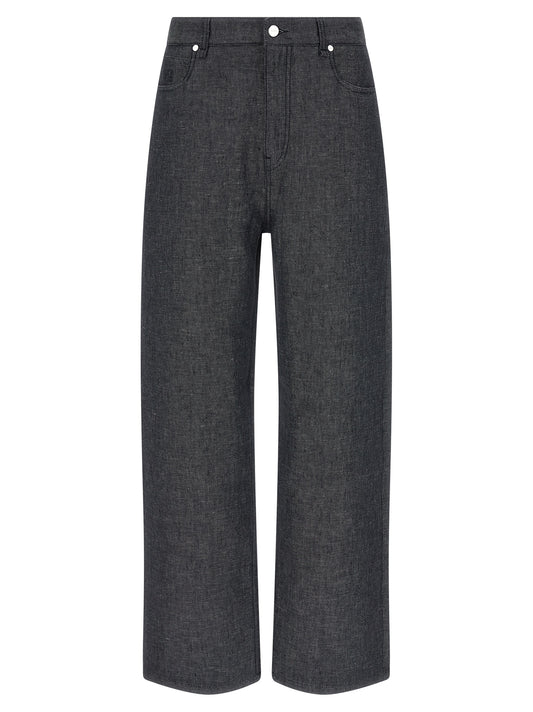Fendi Jeans de lino gris de pierna recta