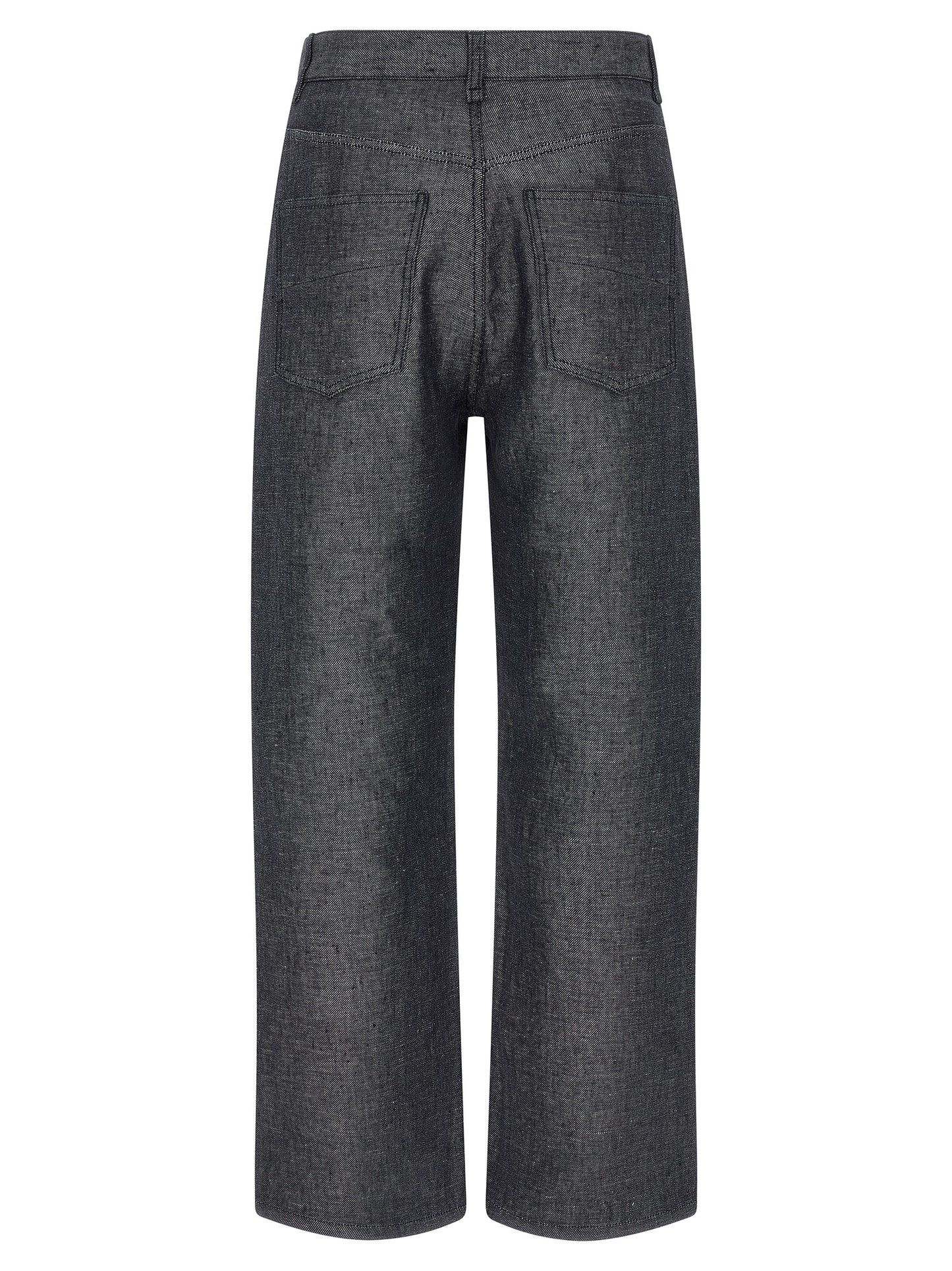 Fendi Gray Linen Straight-Leg Jeans