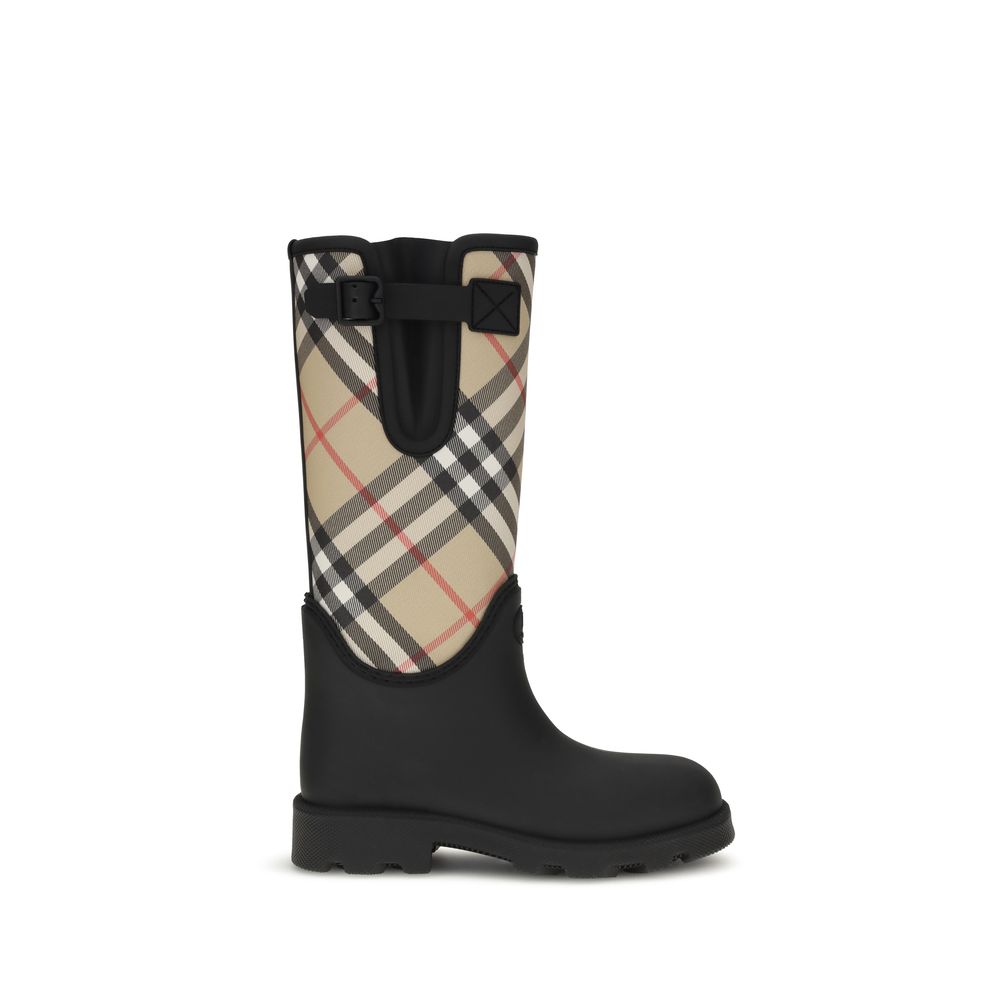 Burberry Marsh Stamp Botas De Lluvia En Caucho Negro Alto
