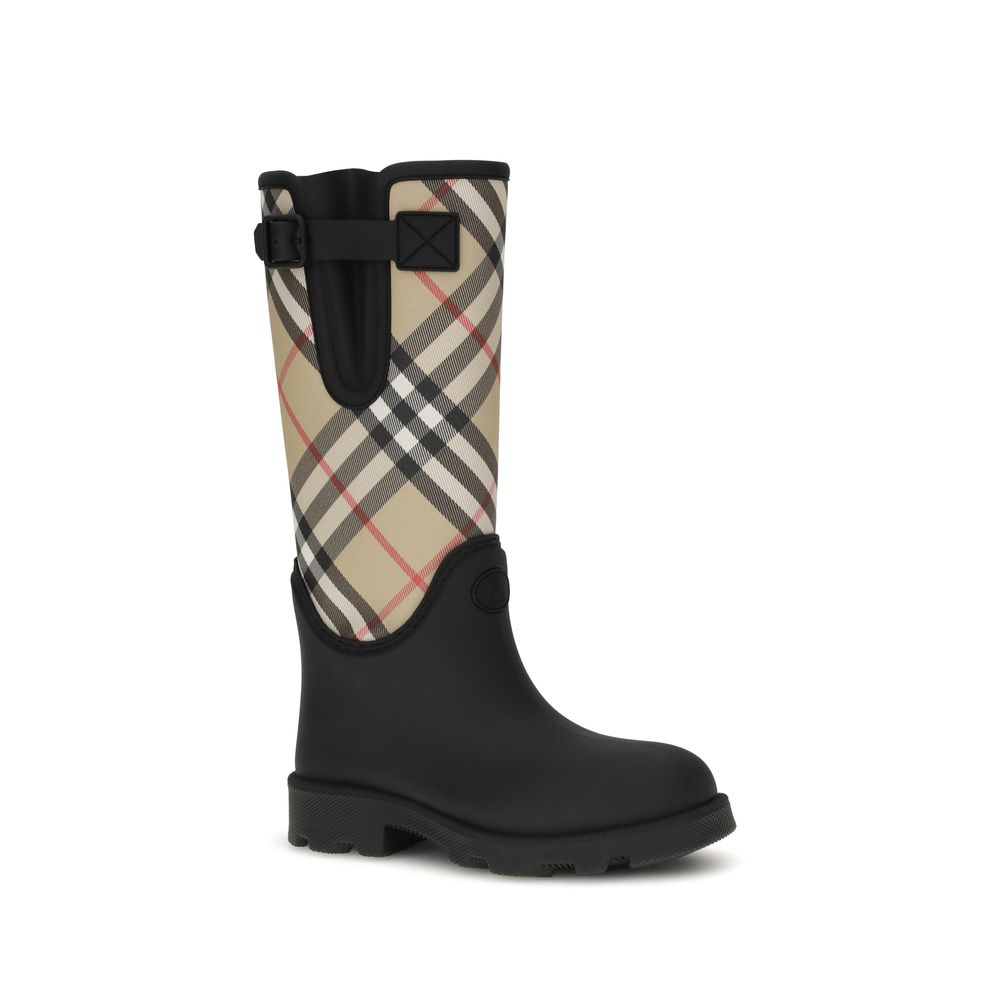 Burberry Marsh Stamp Botas De Lluvia En Caucho Negro Alto