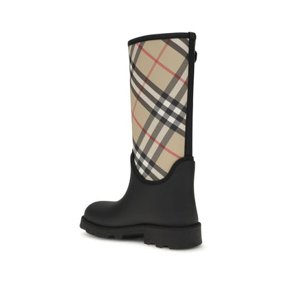 Burberry Marsh Stamp Botas De Lluvia En Caucho Negro Alto