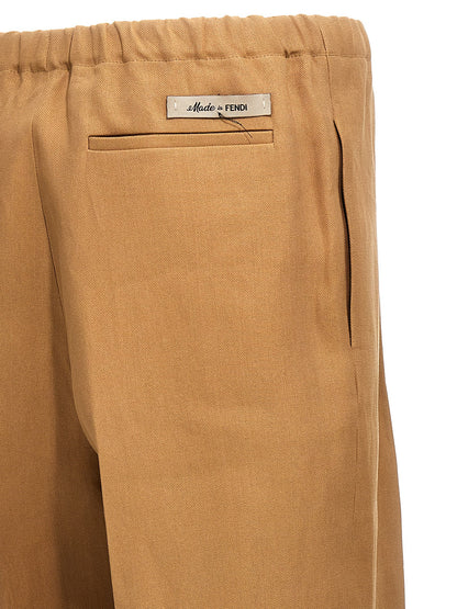 Fendi Beige Industrial Paper Casual Trousers