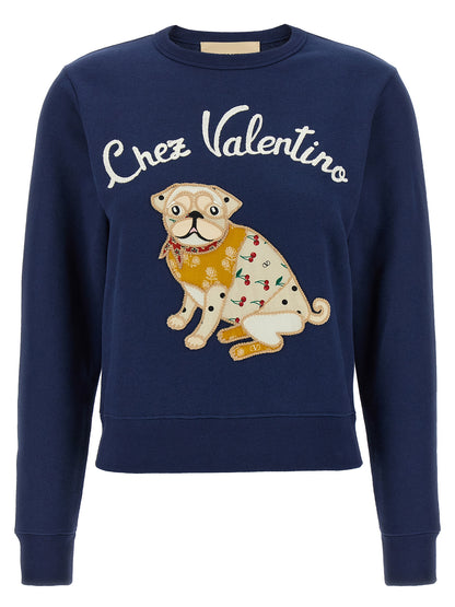 Sweat-shirt bleu en coton Valentino Garavani