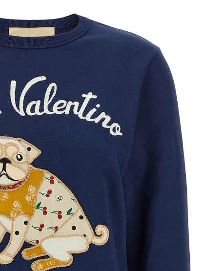Sweat-shirt bleu en coton Valentino Garavani