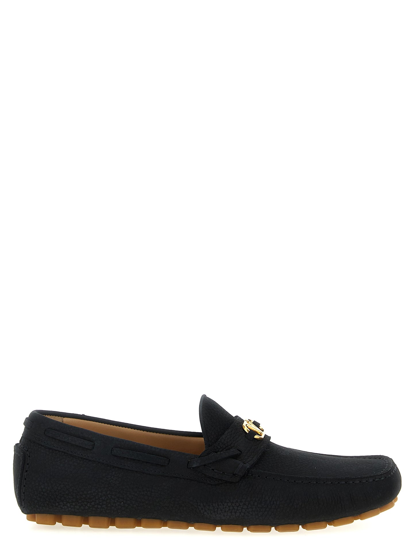 Mocassins Valentino Garavani noirs en cuir de veau à enfiler