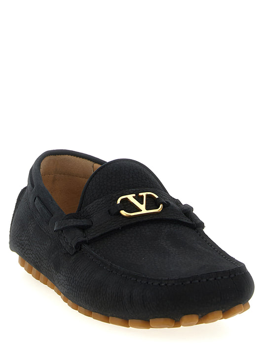 Mocasines sin cordones Valentino Garavani de piel de becerro negra