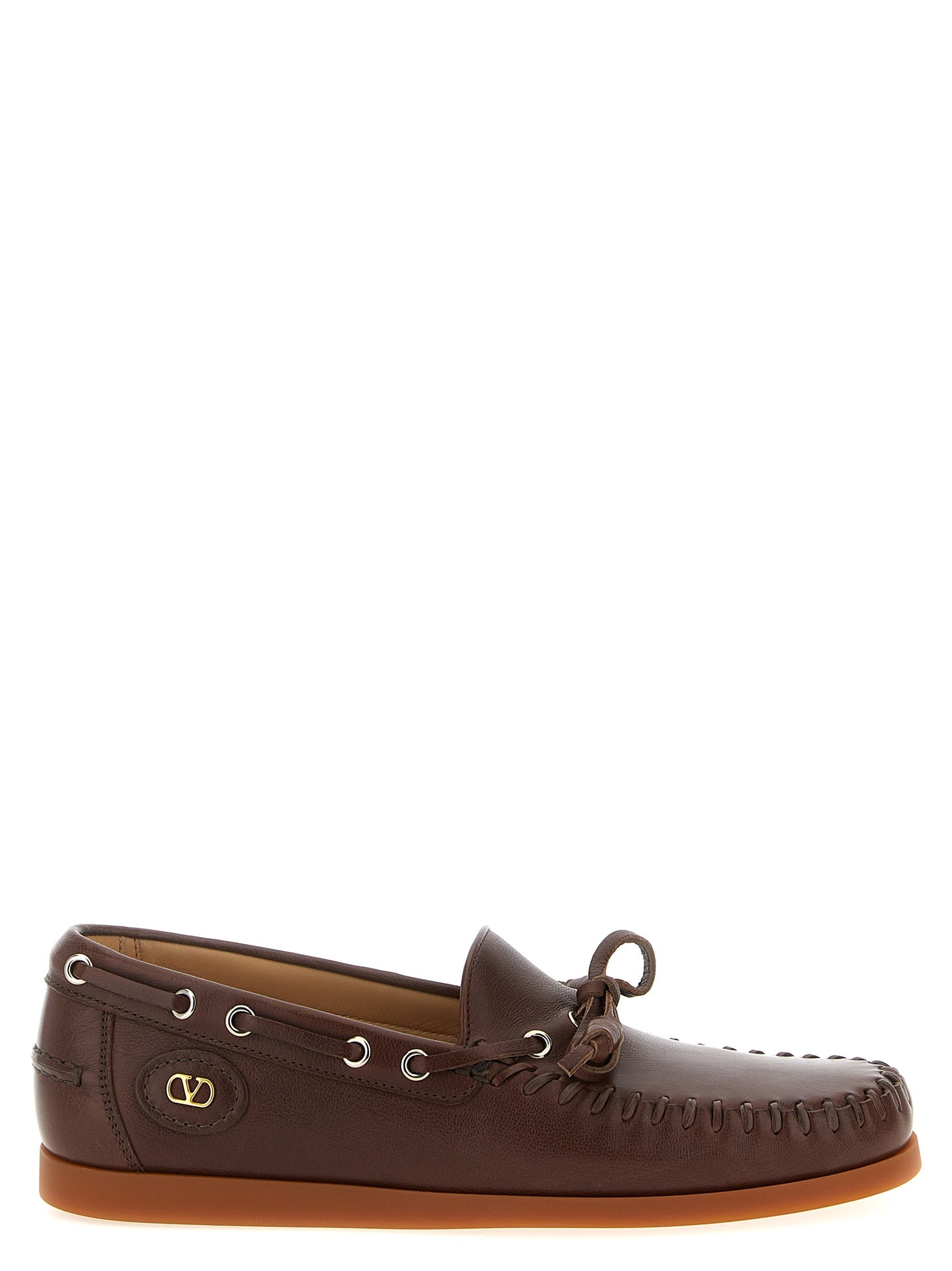 Mocasín Valentino Garavani de cuero de búfalo marrón