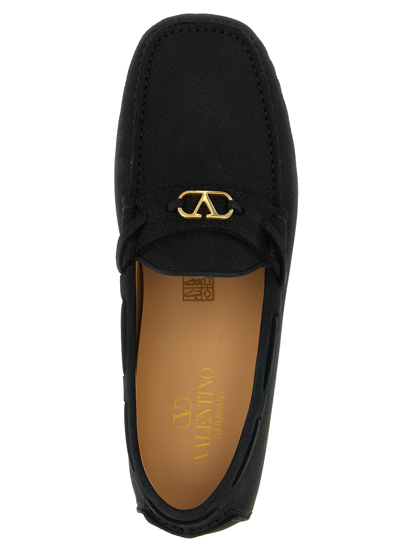 Mocassins Valentino Garavani noirs en cuir de veau à enfiler