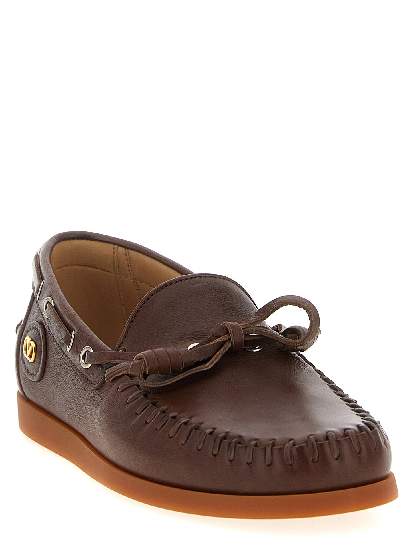 Mocasín Valentino Garavani de cuero de búfalo marrón