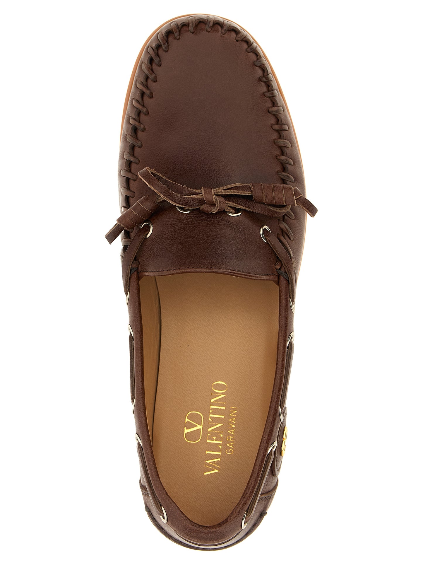 Mocasín Valentino Garavani de cuero de búfalo marrón