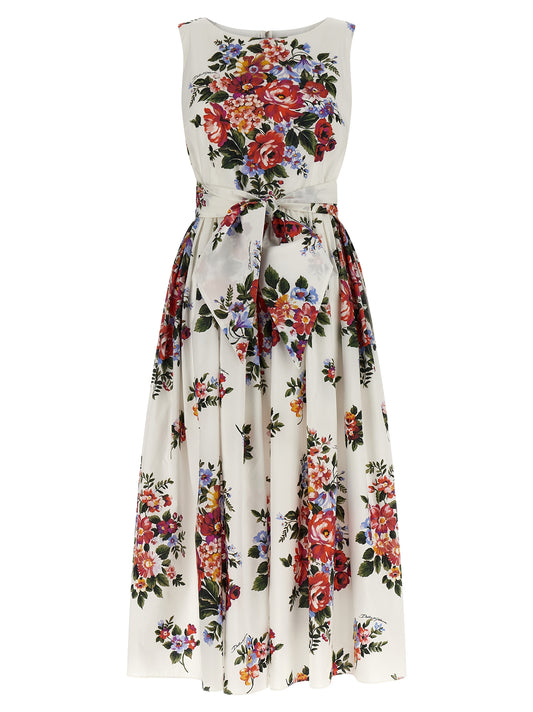 Vestido midi de algodón blanco de Dolce & Gabbana