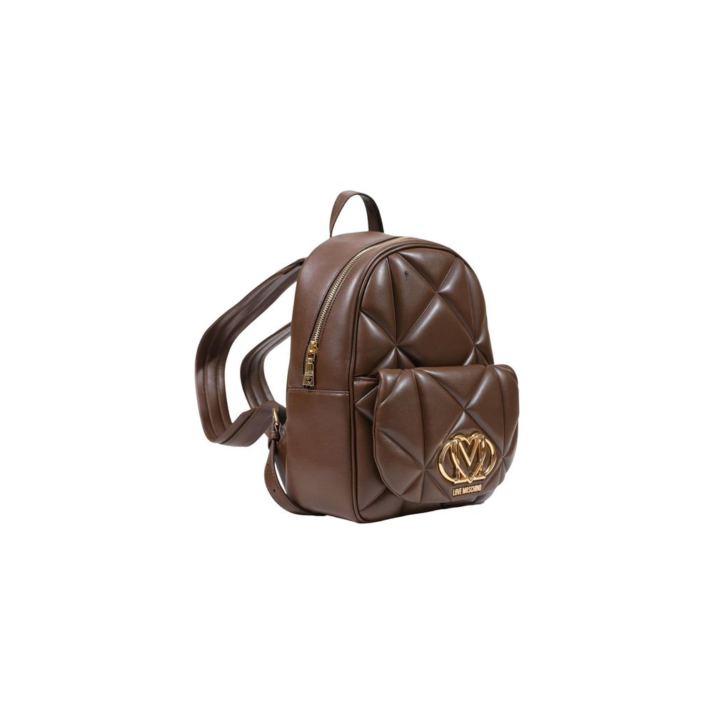 Mochila de polietileno marrón Love Moschino