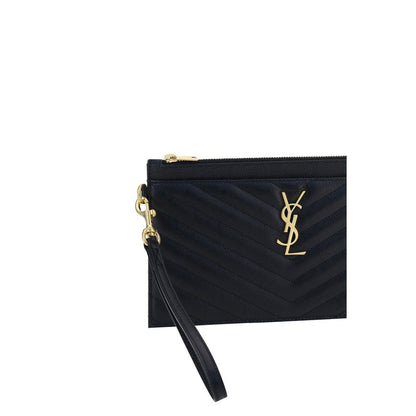 Pochette Saint Laurent en cuir de veau noir Collection Bos Taurus