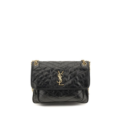 Bolso de hombro Saint Laurent de piel de becerro negra Bos Taurus